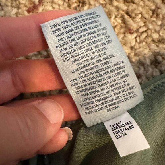 Shade & Shore Sage Green Triangle Bikini Top With Adjustable Ties Small Nylon - Picture 4 of 4